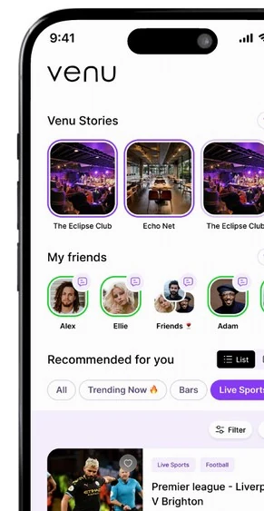 Venu mobile application screen