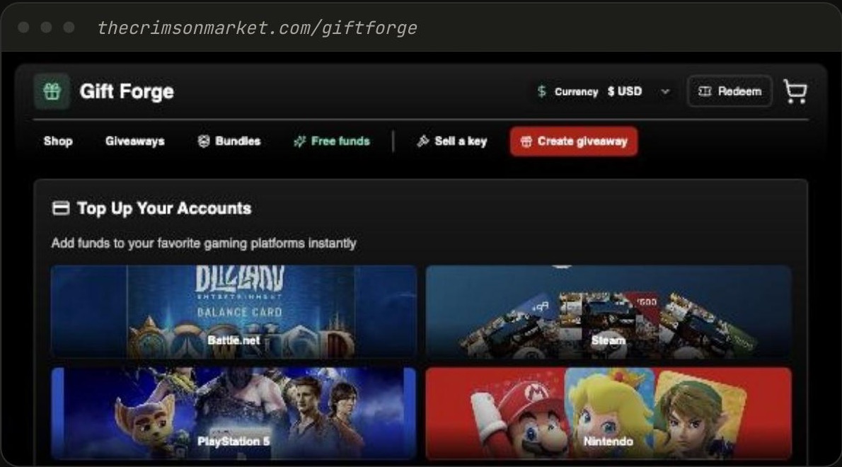 The Crimson Market Gift Forge product
